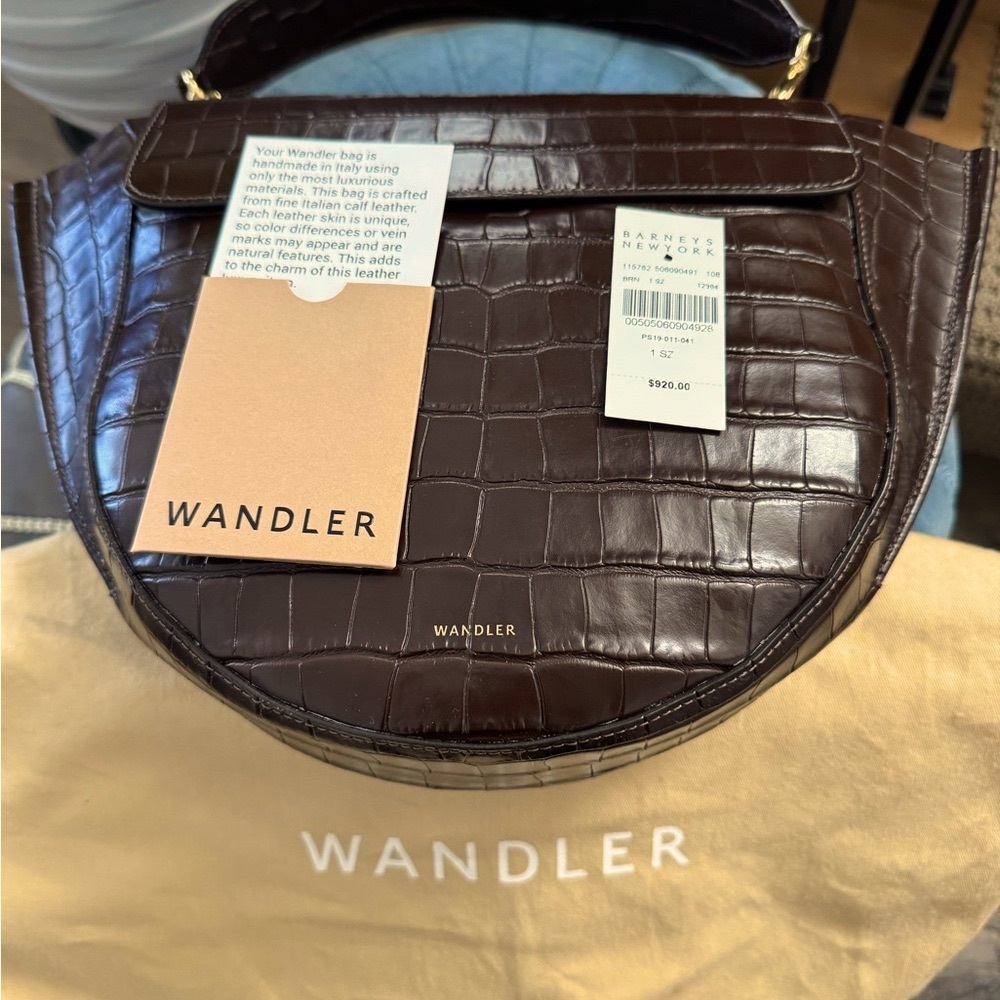 Wandler Hortensia Top Handle Bag Croc-embossed Brown Calfskin leather - Picture 4 of 11